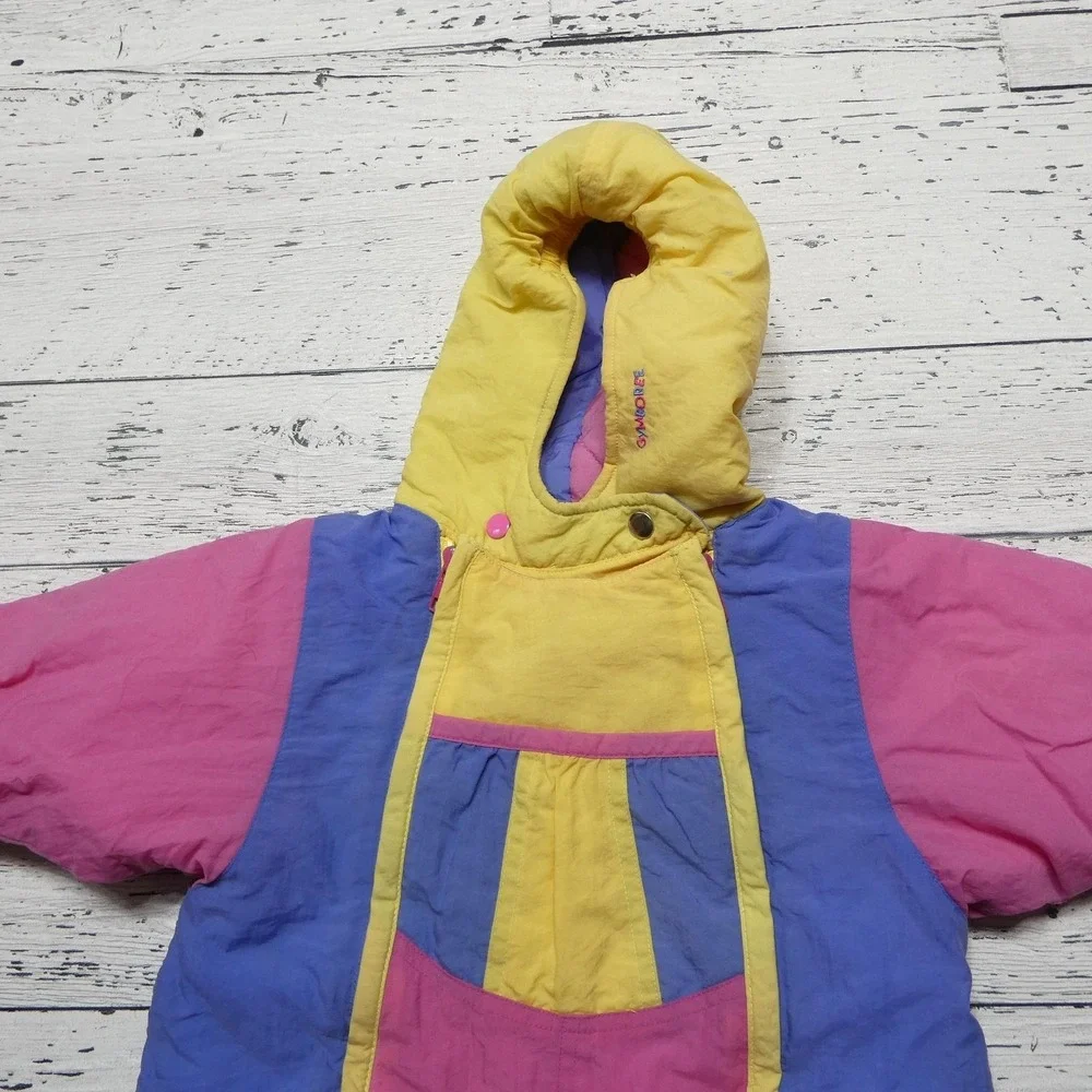 Vintage Gymboree Snowsuit Baby‎ Girls Newborn Multicolor Hooded Puffer Winter